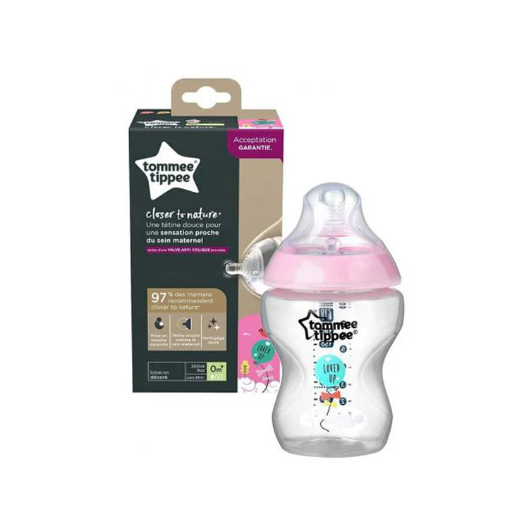 Tommee Tippee Closer To Nature 260ml Baby Bottle For Girls Pink-1