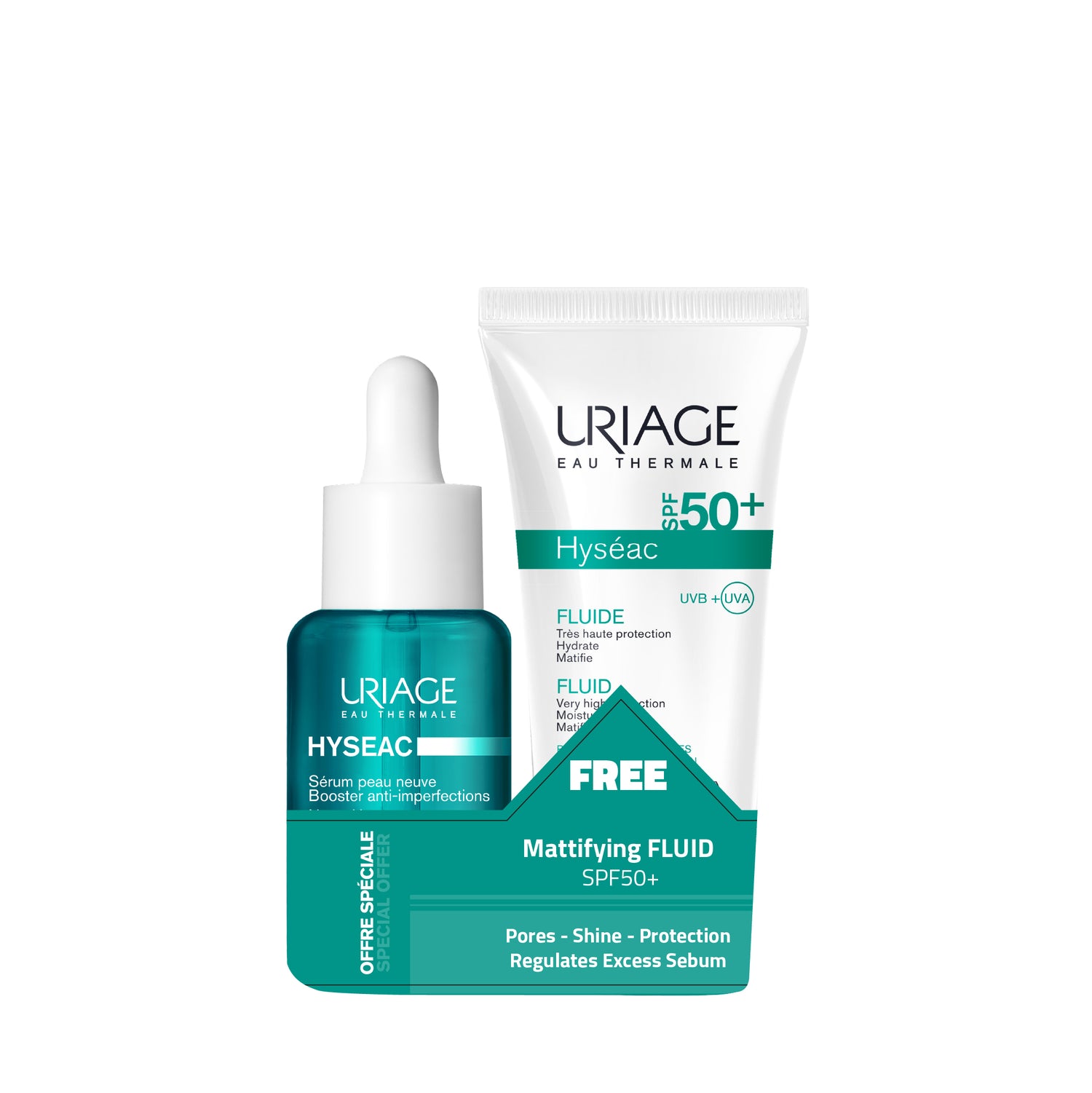 Uriage Hyseac New Skin Serum 30Ml + Hyseac Spf50+ Free