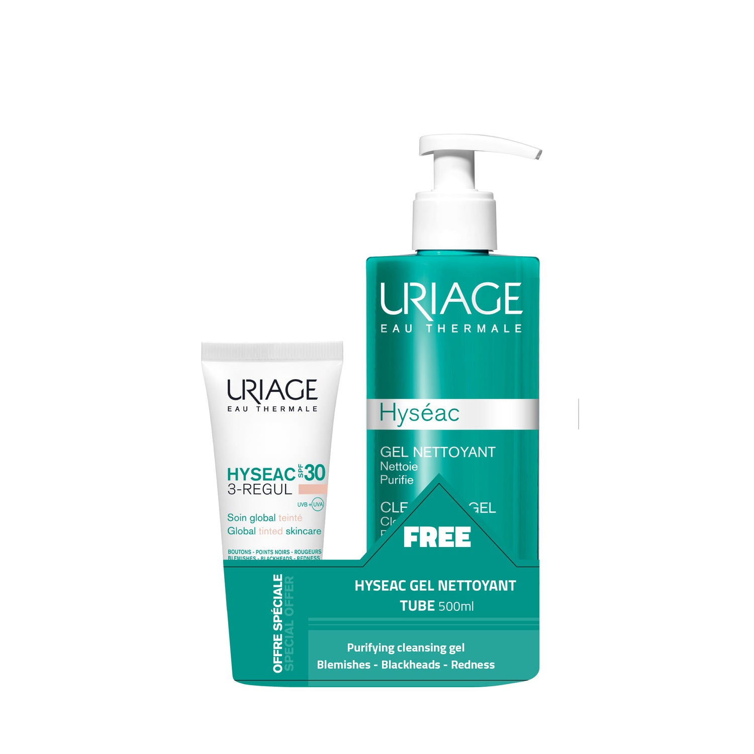 Uriage Hyseac 3-Regul SPF30 + Hyseac Gel Nettoyant 500ml Free