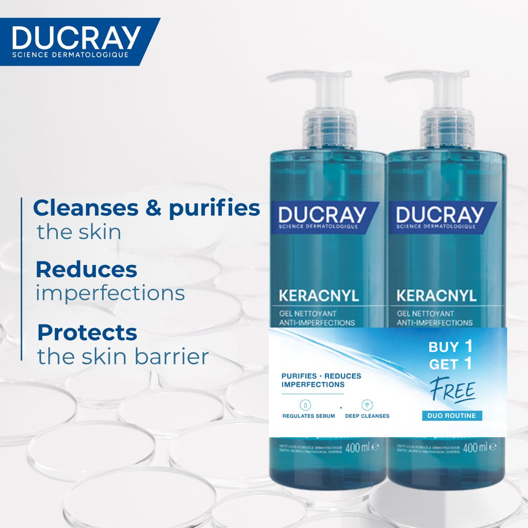 Ducray Keracnyl Gel Nettoyant 400ml Buy 1 Get 1