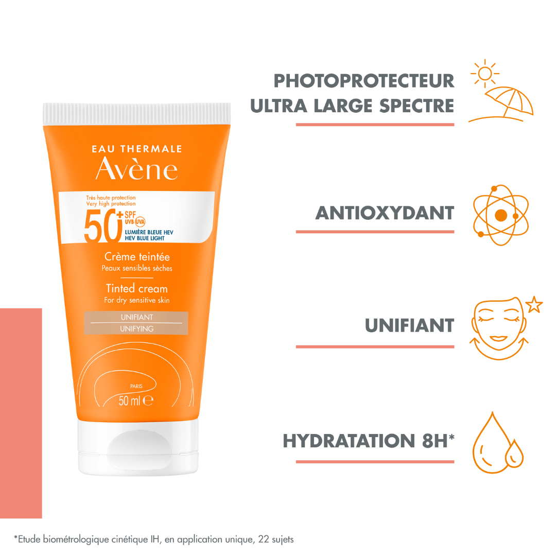 Avène Sunscreen SPF50+ Tinted Cream + After-sun Repair Lotion Free