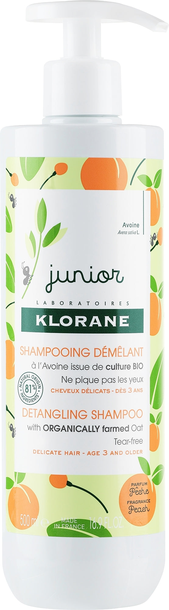 Klorane Junior Detangling Shampoo 200 ml Peach Organic Oat-2