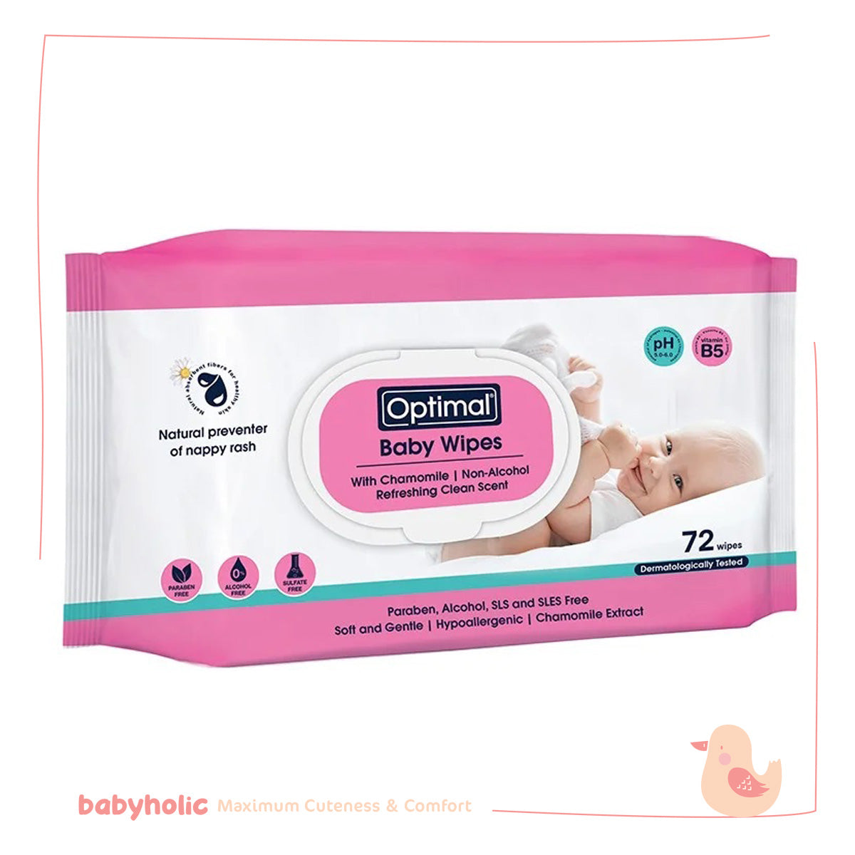 Optimal Refreshing Baby Wipes 72 Count Aloe Vera & Vitamin E-1