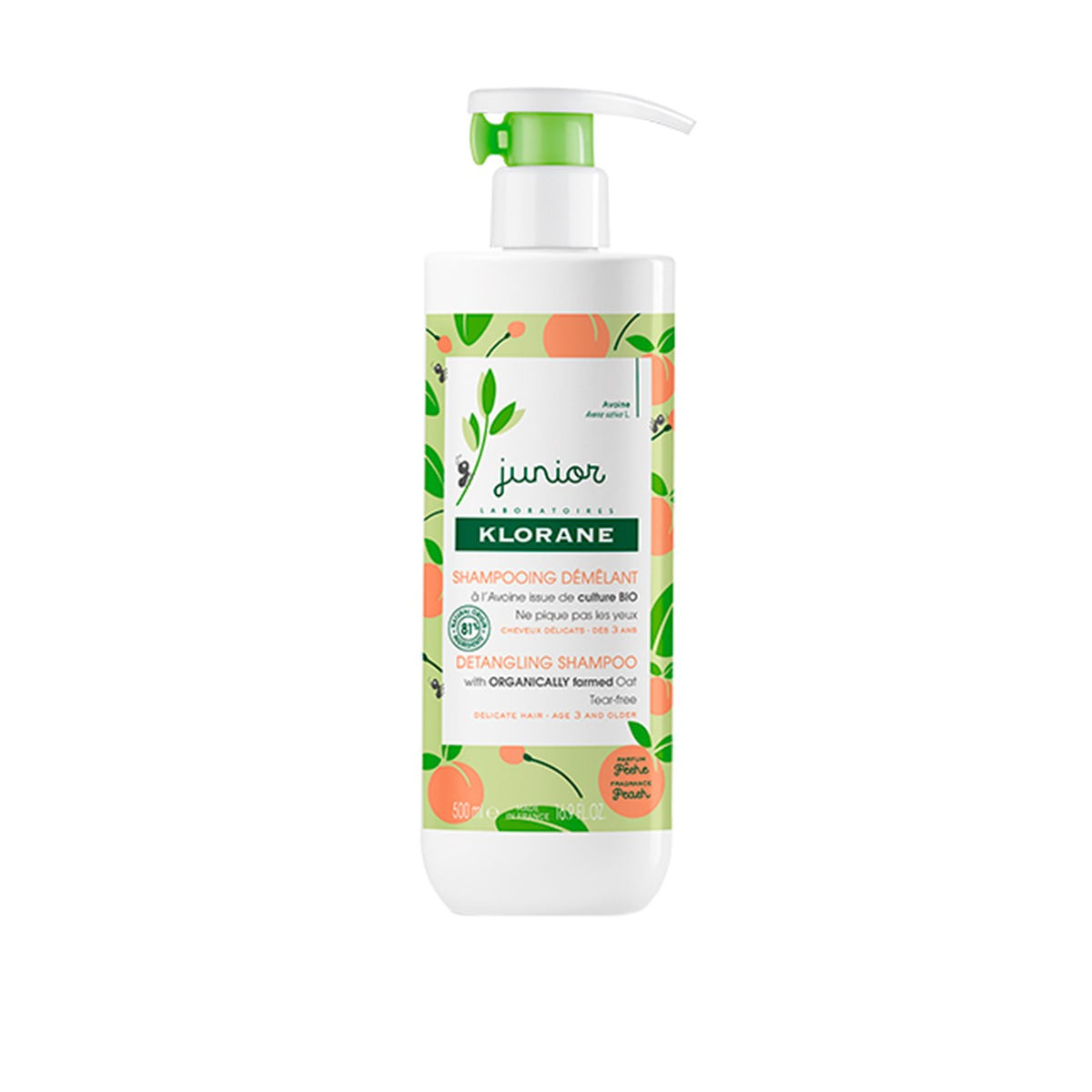 Klorane Junior Detangling Shampoo 200 ml Peach Organic Oat-3