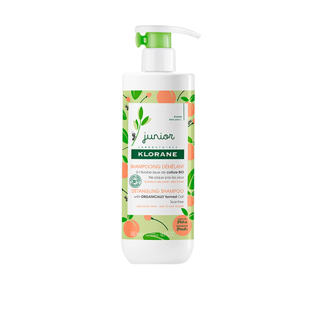 Klorane Junior Detangling Shampoo 200 ml Peach Organic Oat-3