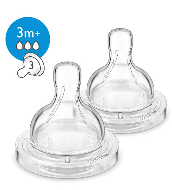AVENT 2 DISPOSABLE SILICONE TEATS 3M+