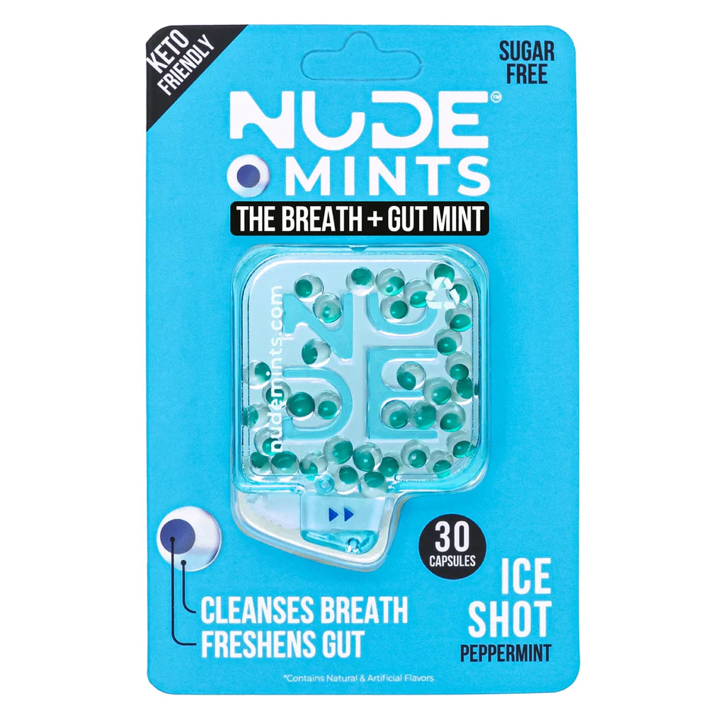 Nude Mints Ice Shot Peppermint Dual Action Liquid Capsules, Sugar-Free