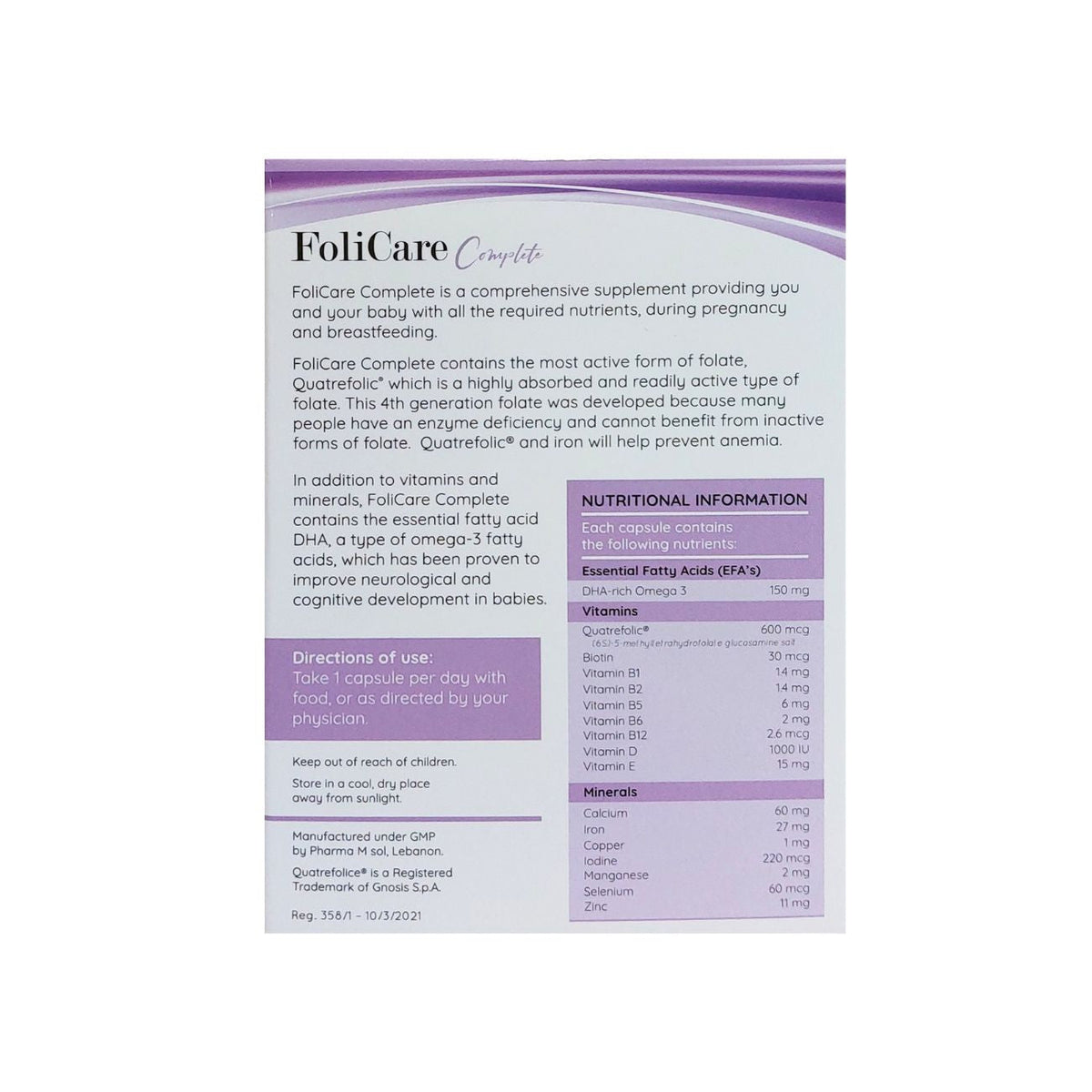 FOLICARE COMPLETE 30 CPS