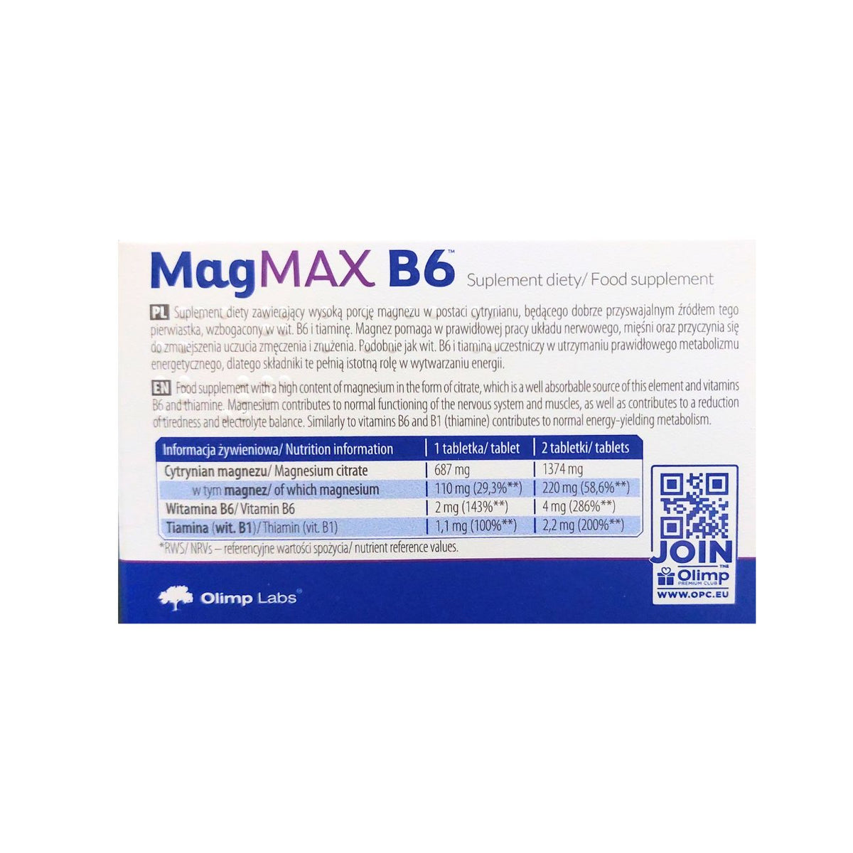 MAGMAX B6 50 TABS OLIMP LABS