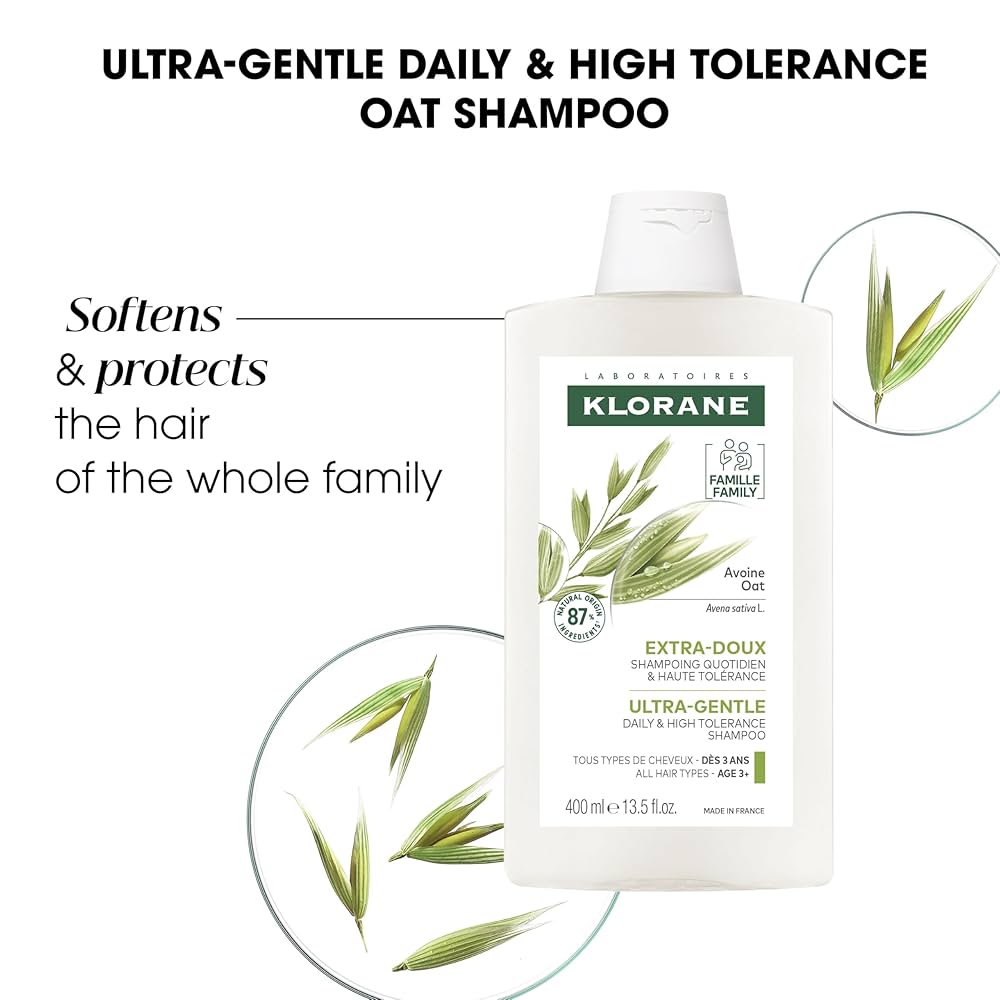 Klorane Extra-Gentle Shampoo With Oat Milk 400ml For All Hair Types-1