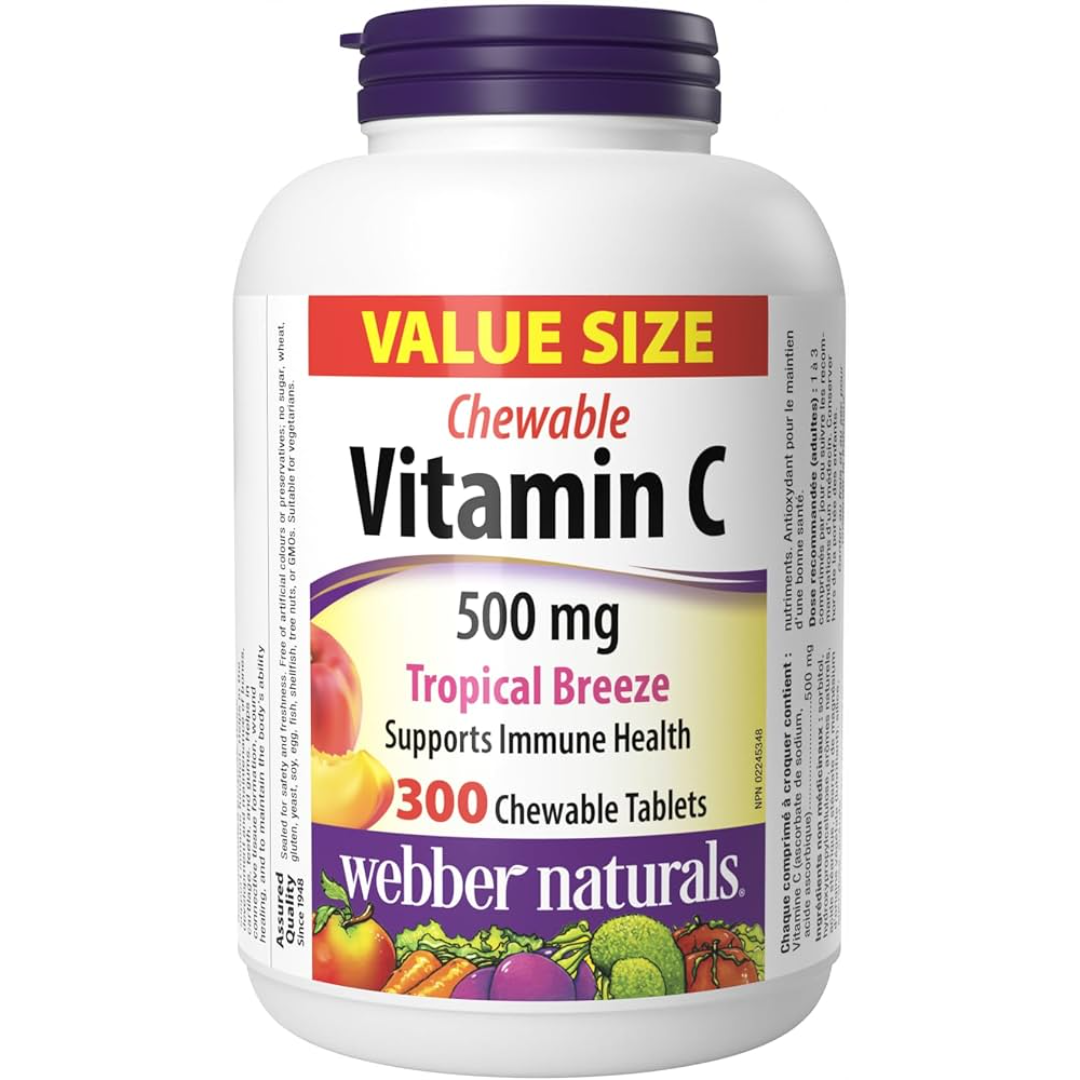 Webber Naturals Vitamin C 500 Mg Chewable Tablets, Immune Support, 30 Count-1
