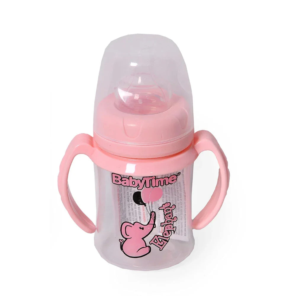 BabyTime Orthodontic Feeding Bottle 250ml With Handle Pink