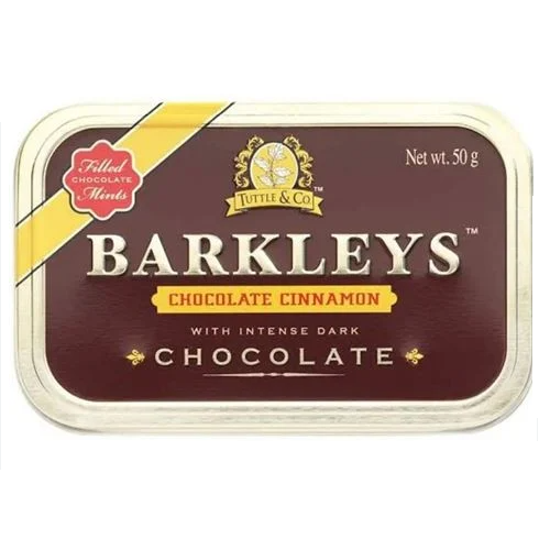 Barkleys Chocolate Cinnamon Mints 50g Tin Intense Flavored Dragees