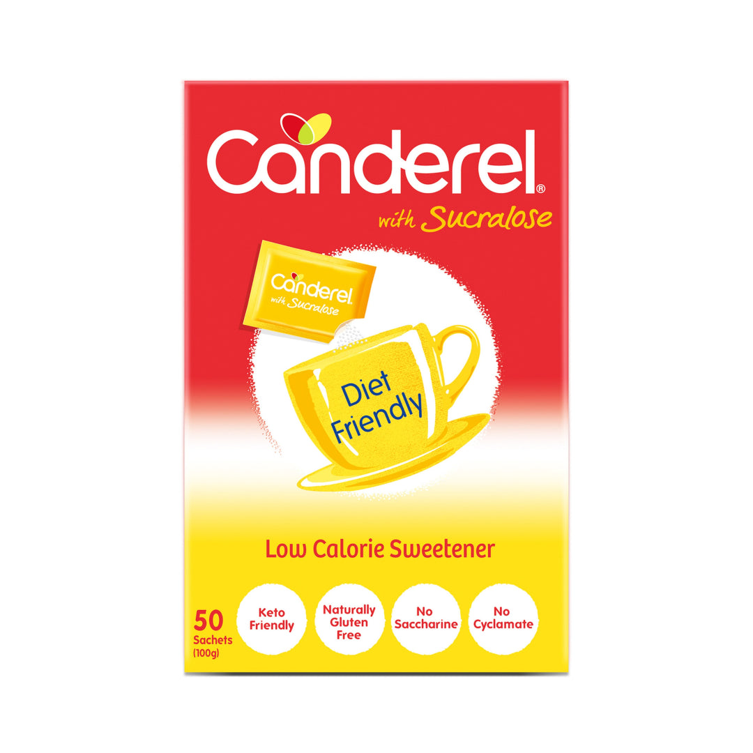 Canderel Sucralose Sweetener Sachets, 50 Count, Low Calorie Sugar Alternative-1