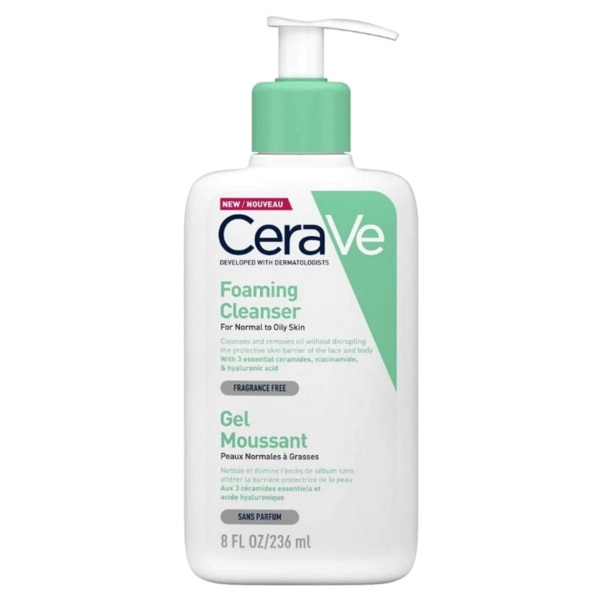 CeraVe Foaming Cleanser 236ml Gel-to-Foam for Normal to Oily Skin