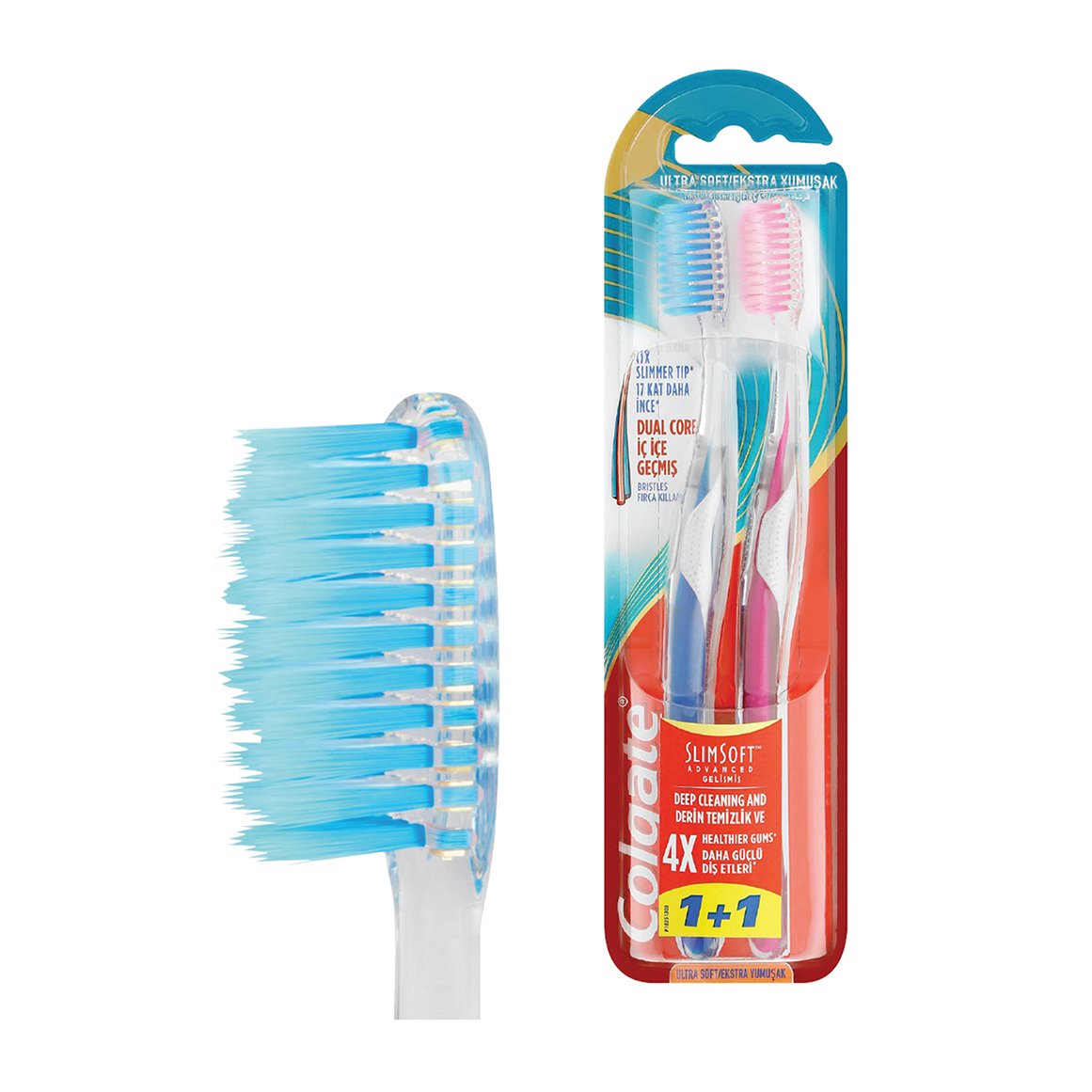 Colgate Slim Soft Advanced Ultra Soft Toothbrush 1+1 Twin Pack-2