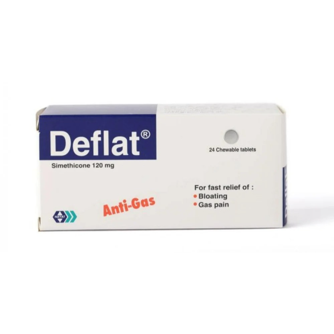 Deflat 120 Mg Chewable Tablets For Gas Relief - 24 Tablets