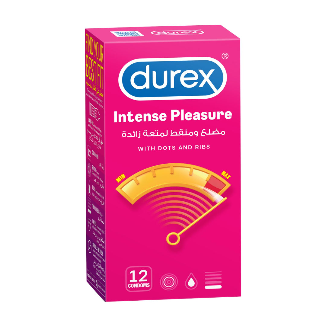 Durex Intense Pleasure Condom 12 Pack Ribbed And Dotted Latex