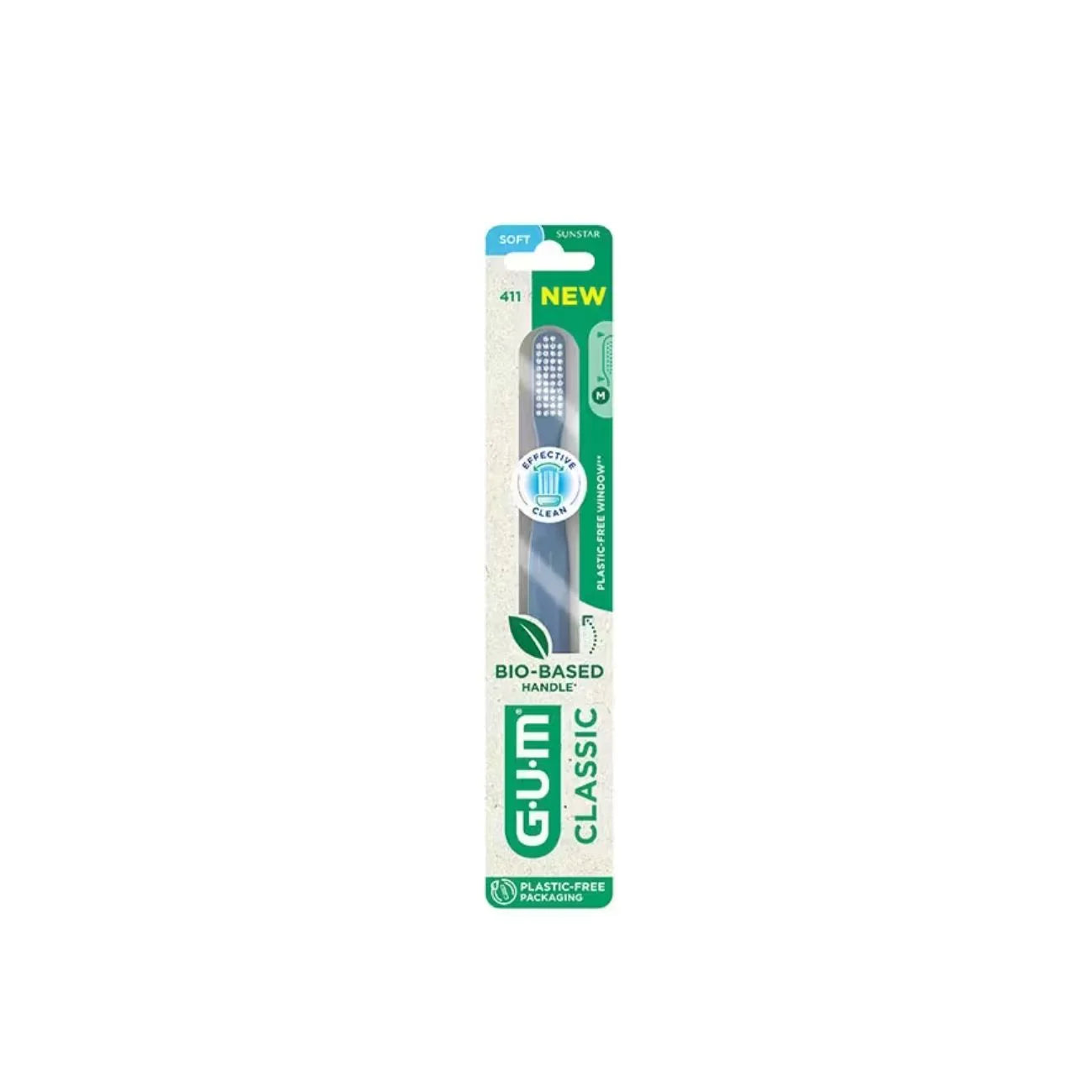GUM Classic 411 Soft Toothbrush With Dome-Trim Bristle Design