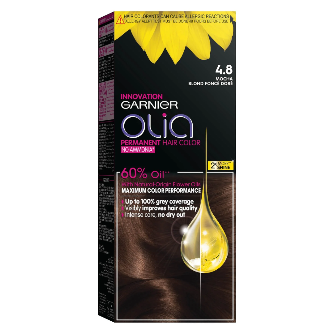 Garnier Olia 4.8 Mocha Permanent Hair Color Kit Ammonia-Free-1