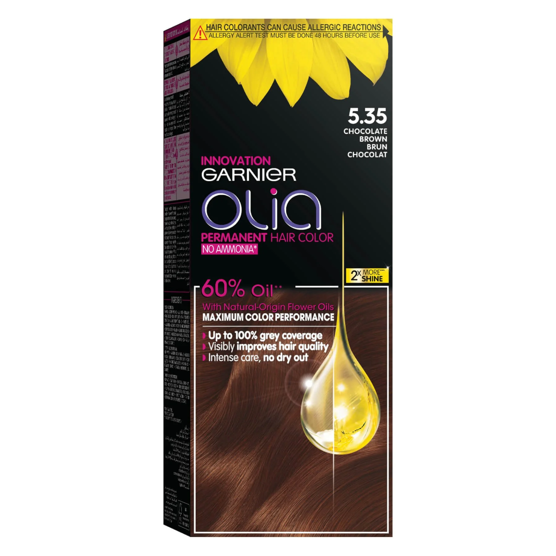 Garnier Olia 5 35 Chocolate Brown Permanent Hair Color Kit Ammonia Fre garnier-olia-5-35-chocolate-brown-permanent-hair-color-kit-ammonia-fre