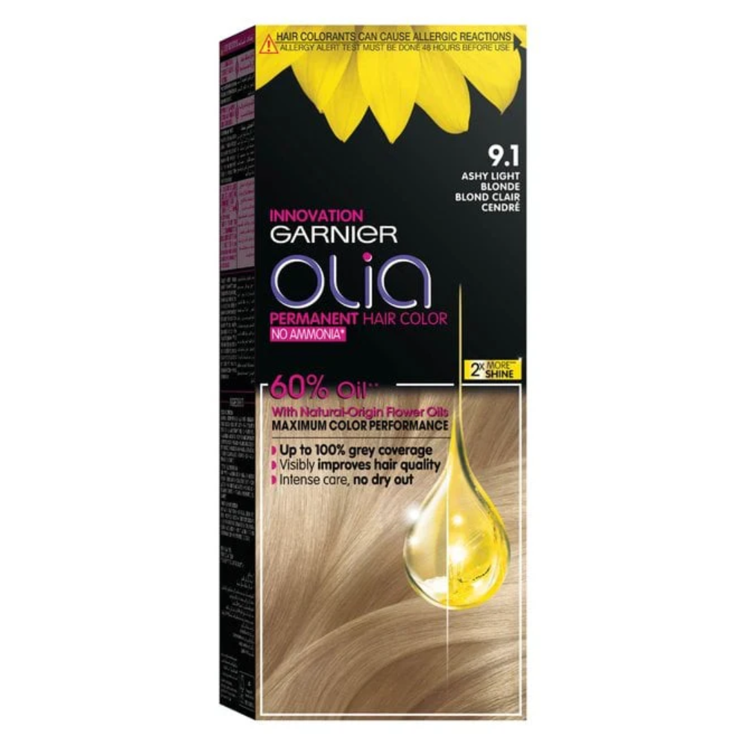 Garnier Olia 9.1 Ashy Light Blonde Permanent Hair Color Kit Ammonia-Free-1