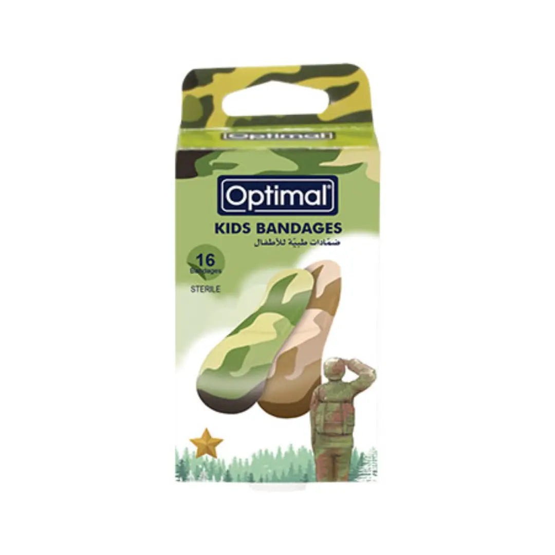 Optimal Kids Adhesive Bandages Military Camouflage 16 Piece