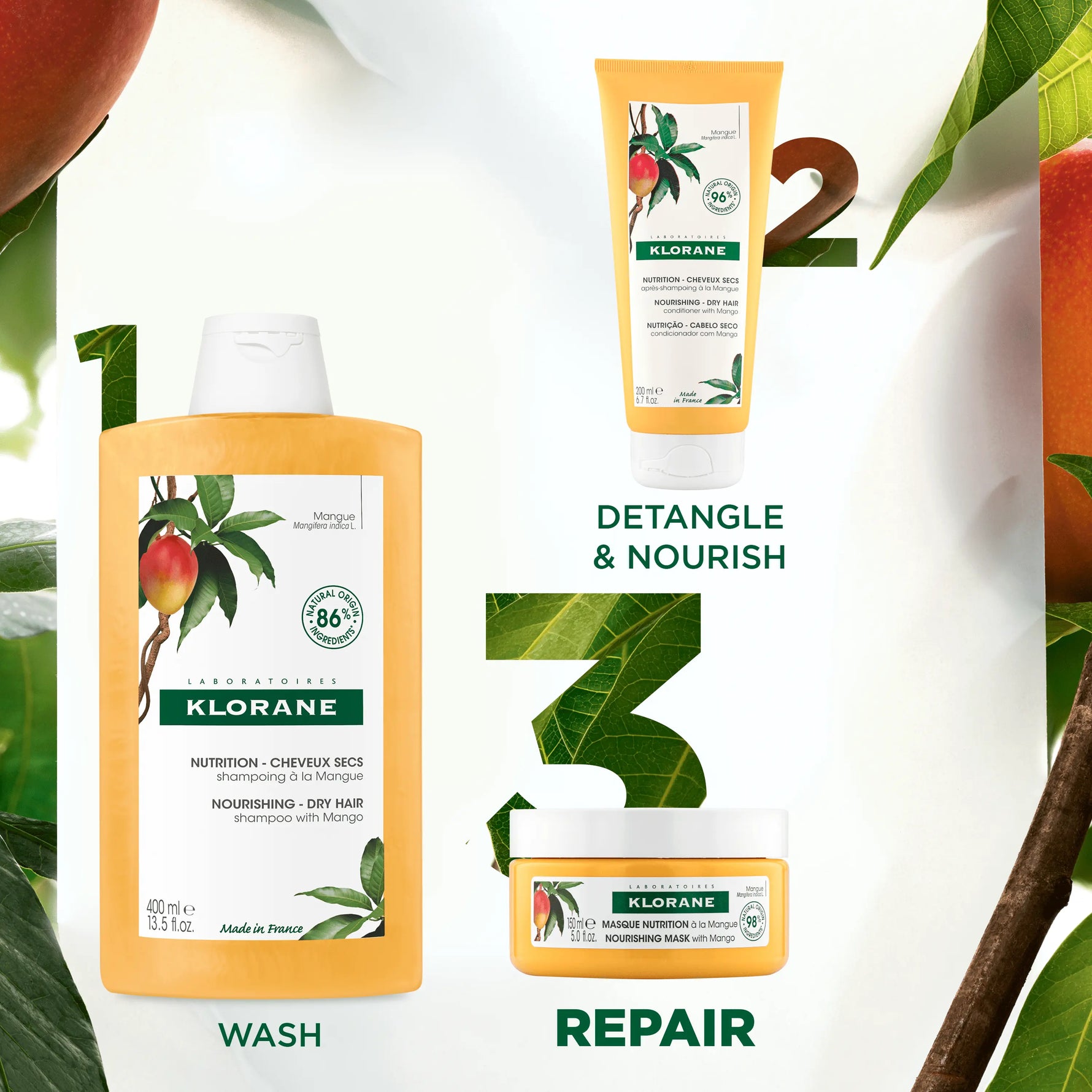 Klorane Masque Réparateur Mangue 150ml Nourishing Hair Mask-6