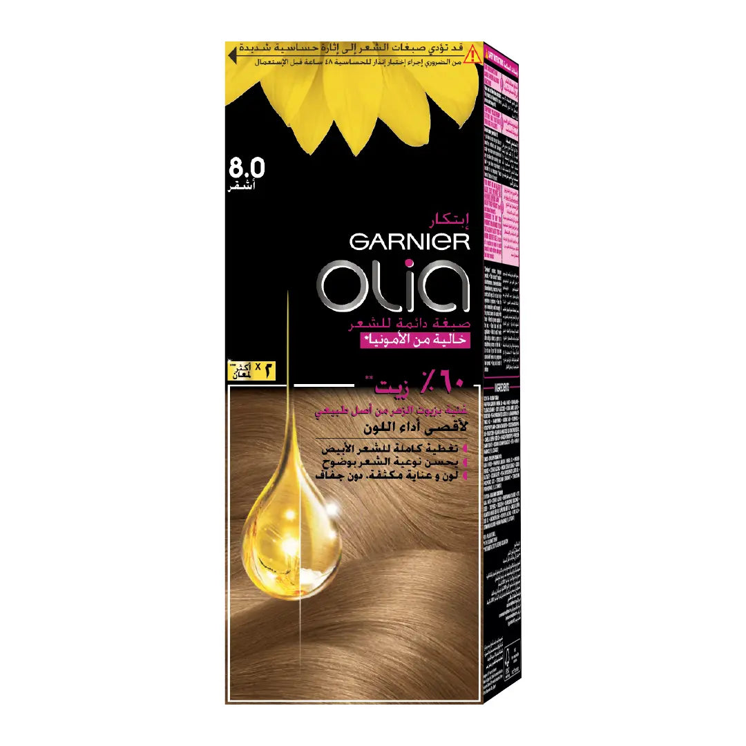 Garnier Olia 8.0 Medium Blonde Ammonia-Free Permanent Hair Color Kit-1