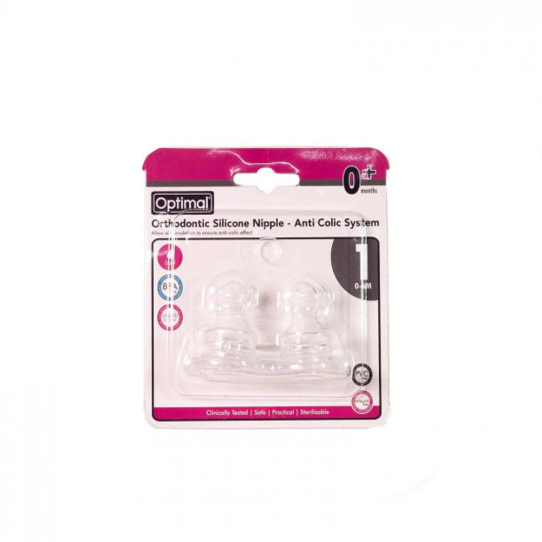 Optimal Orthodontic Silicone Nipple With Anti-Colic System For Babies