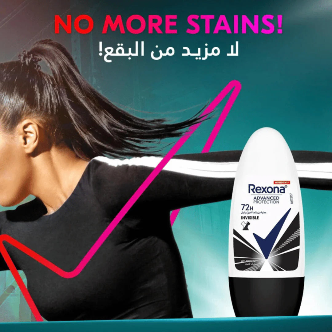 Rexona Invisible Dry Roll-On Antiperspirant Deodorant 50 ml Black+White