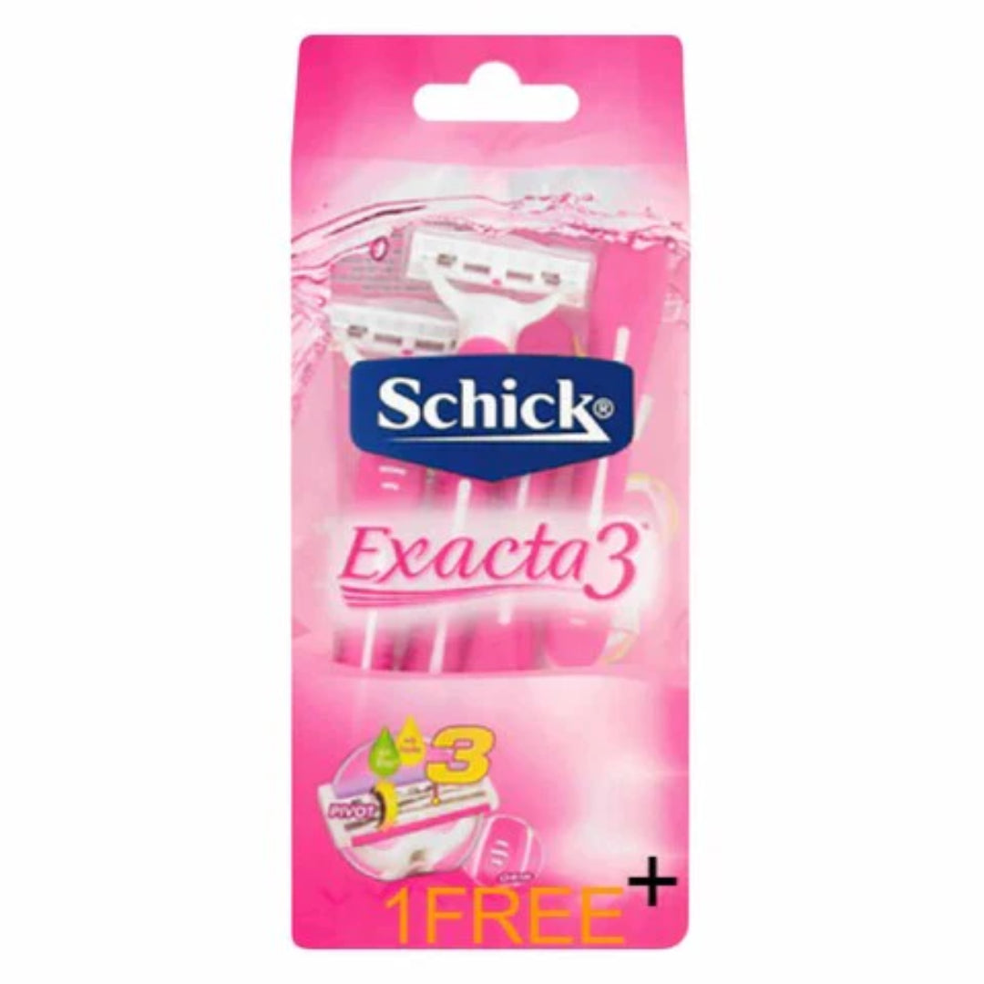 Schick Exacta 3 Women's Disposable Razor With Aloe And Vitamin E 4+1 Free