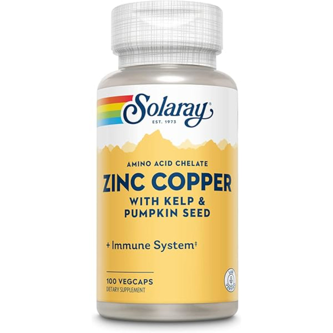 Solaray Zinc Copper 100 VegCaps Immune Support Antioxidant Formula-1