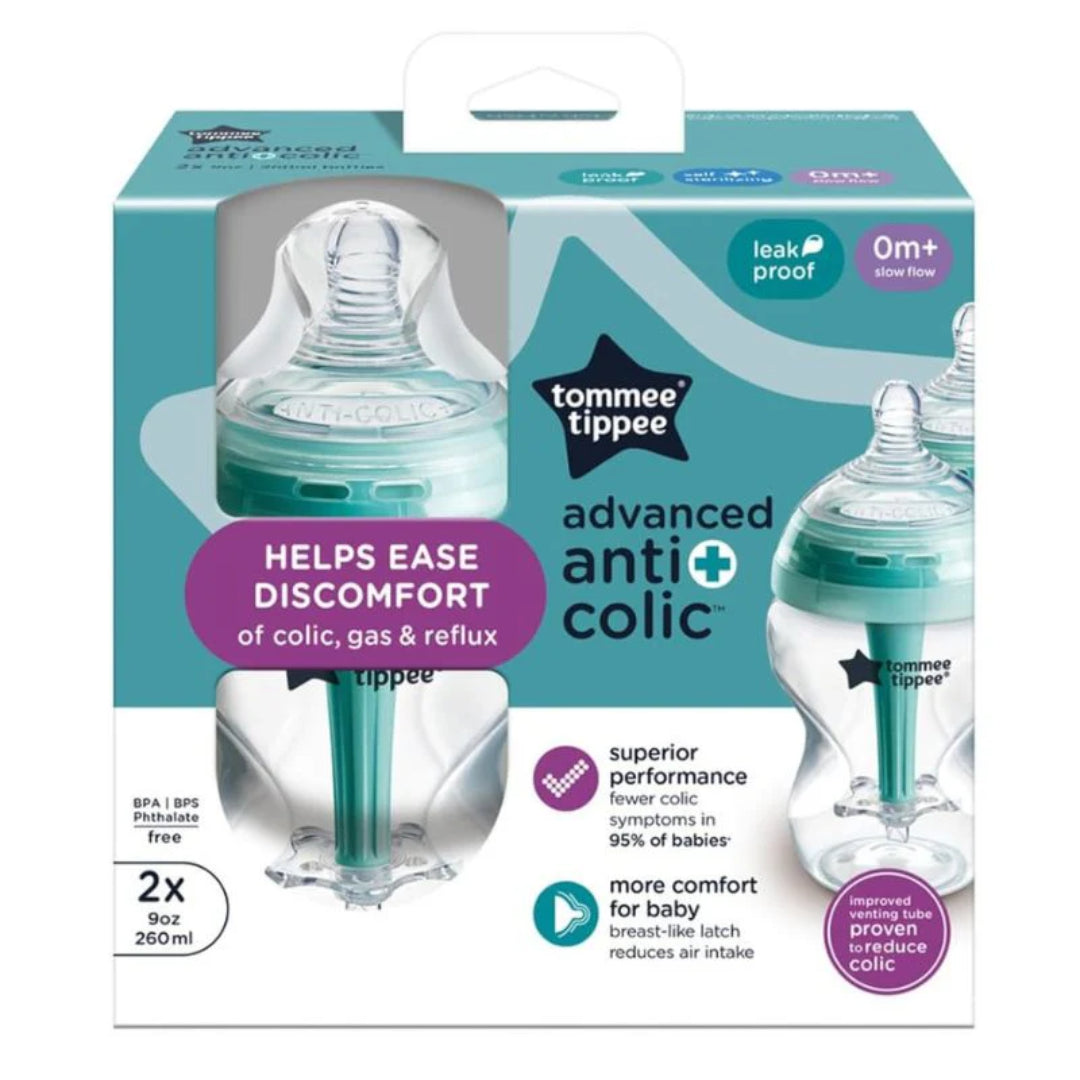 Tommee Tippee Advanced Anti-Colic Baby Bottles 9oz Blue 2 Pack