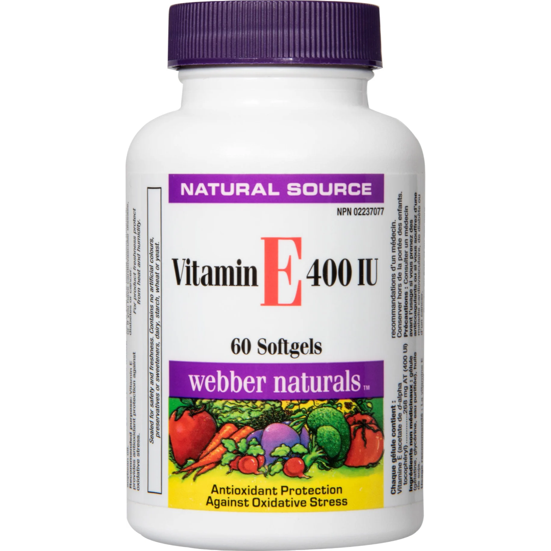 Webber Naturals Vitamin E 400 IU Softgels, Antioxidant Supplement, 60 Count-1