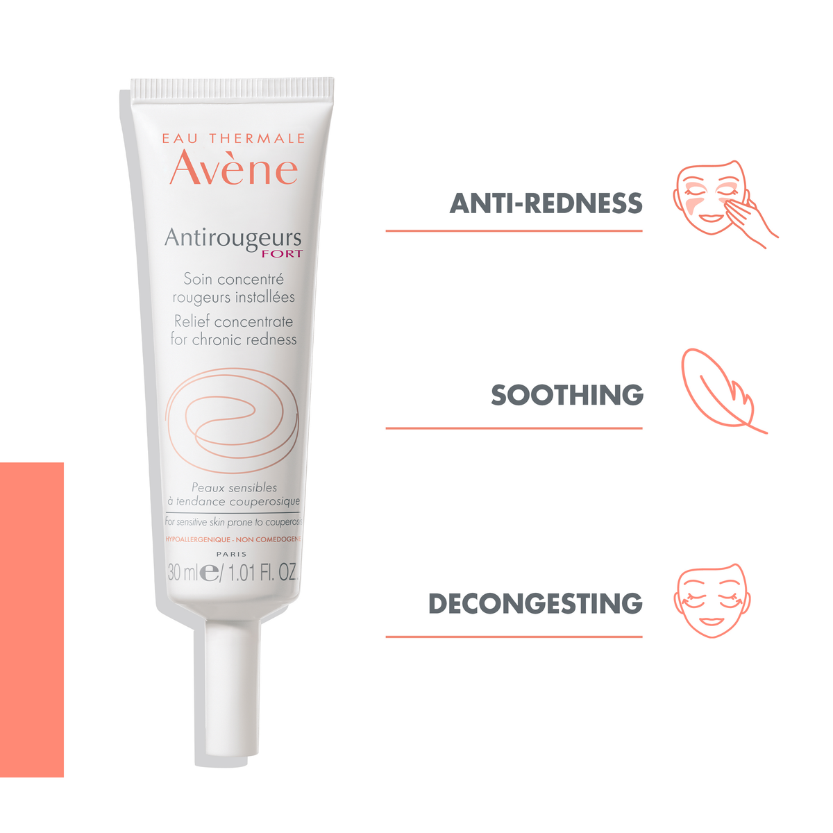 Avene Antirougeurs Fort Soothing Concentrate 30ml For Sensitive Skin-2