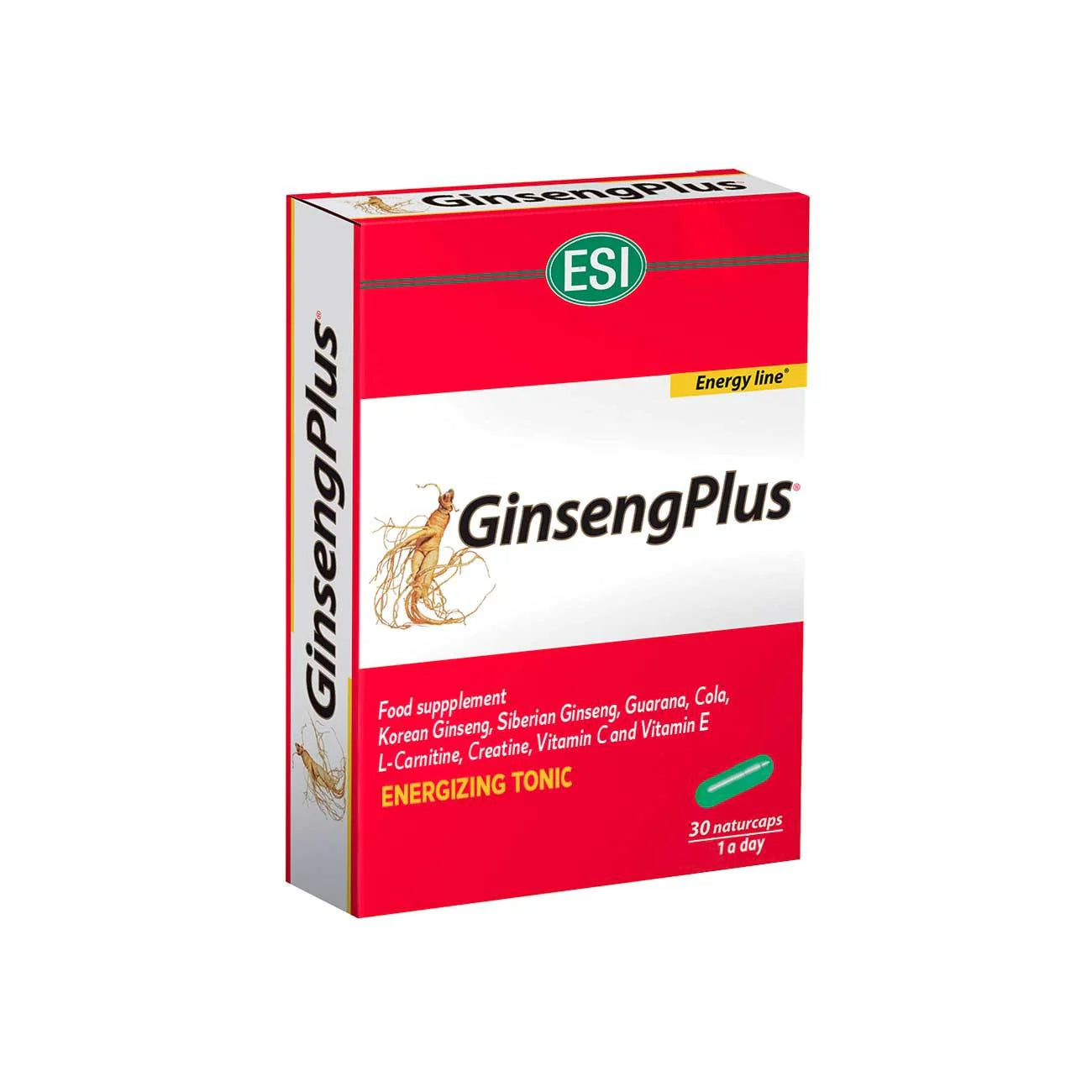 ESI Ginsengplus Energy 30 Capsules Natural Tonic Supplement for Vitality