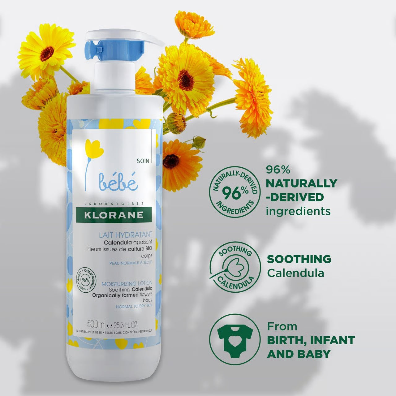 Klorane Bébé Lait Hydratant 500ml Moisturizing Baby Lotion For Dry Skin