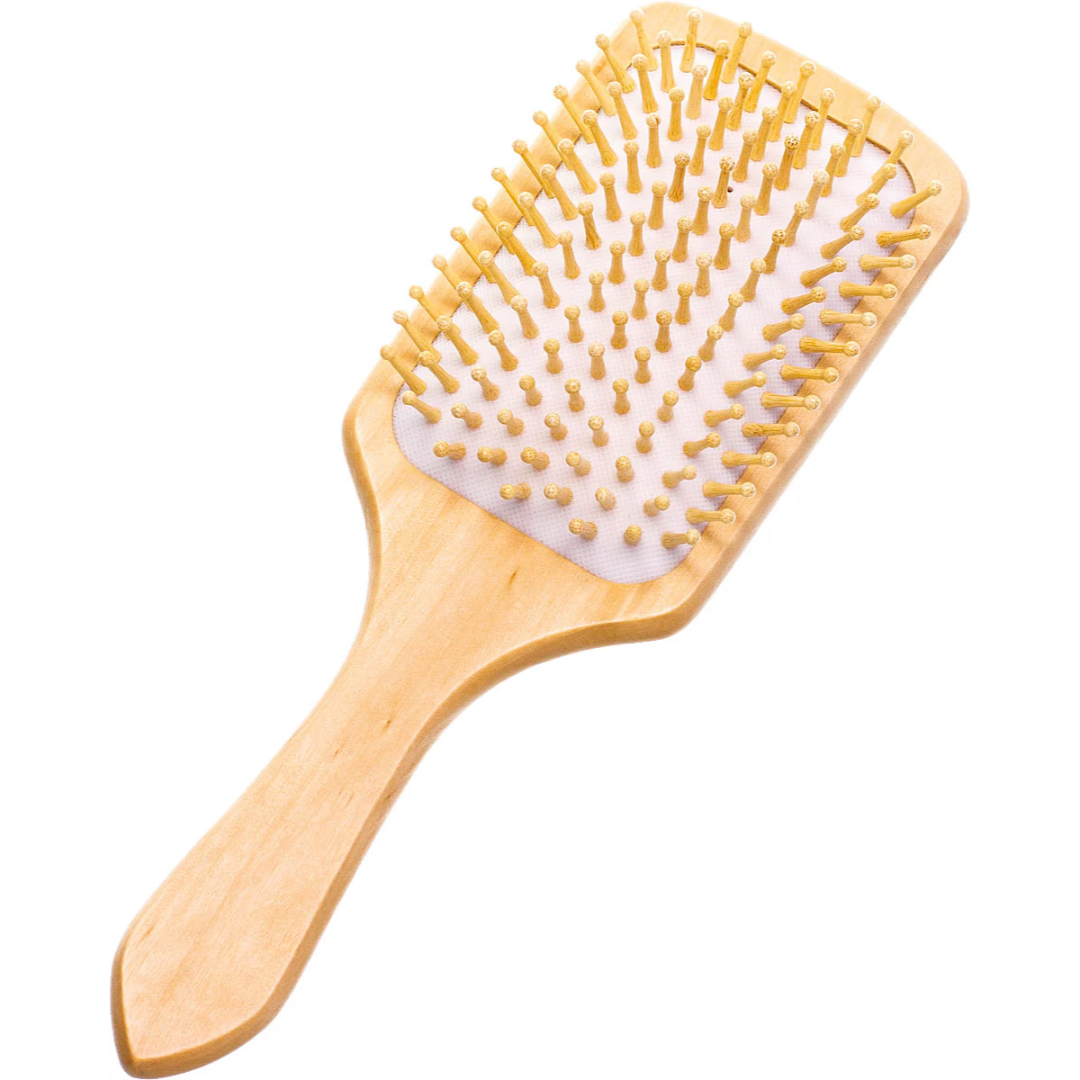 Wooden Hair Brush Big With Natural Bristles For All Hair Types