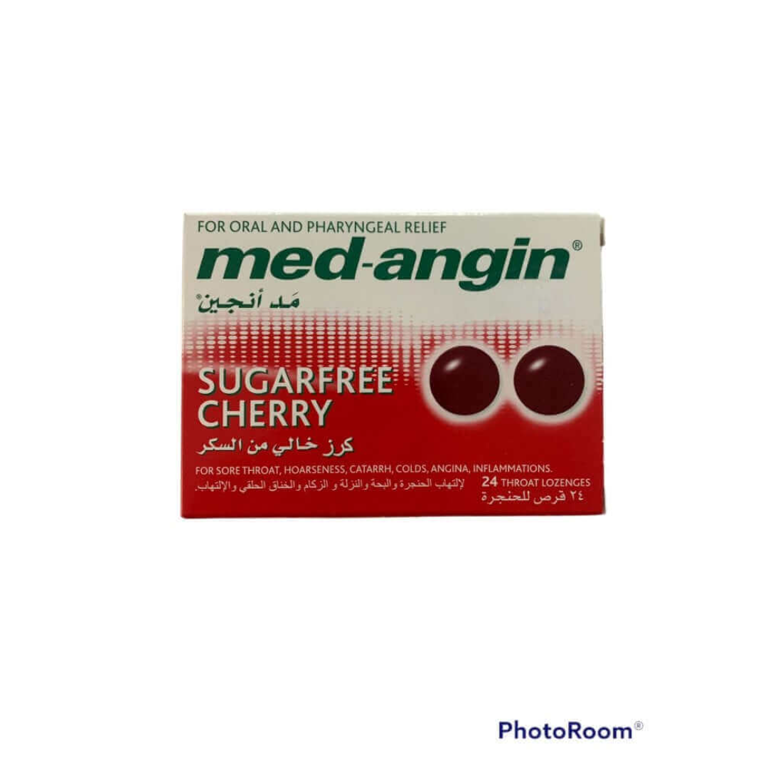 Med-Angin Sugar-Free Cherry Throat Lozenges 24 Count Sore Throat Relief