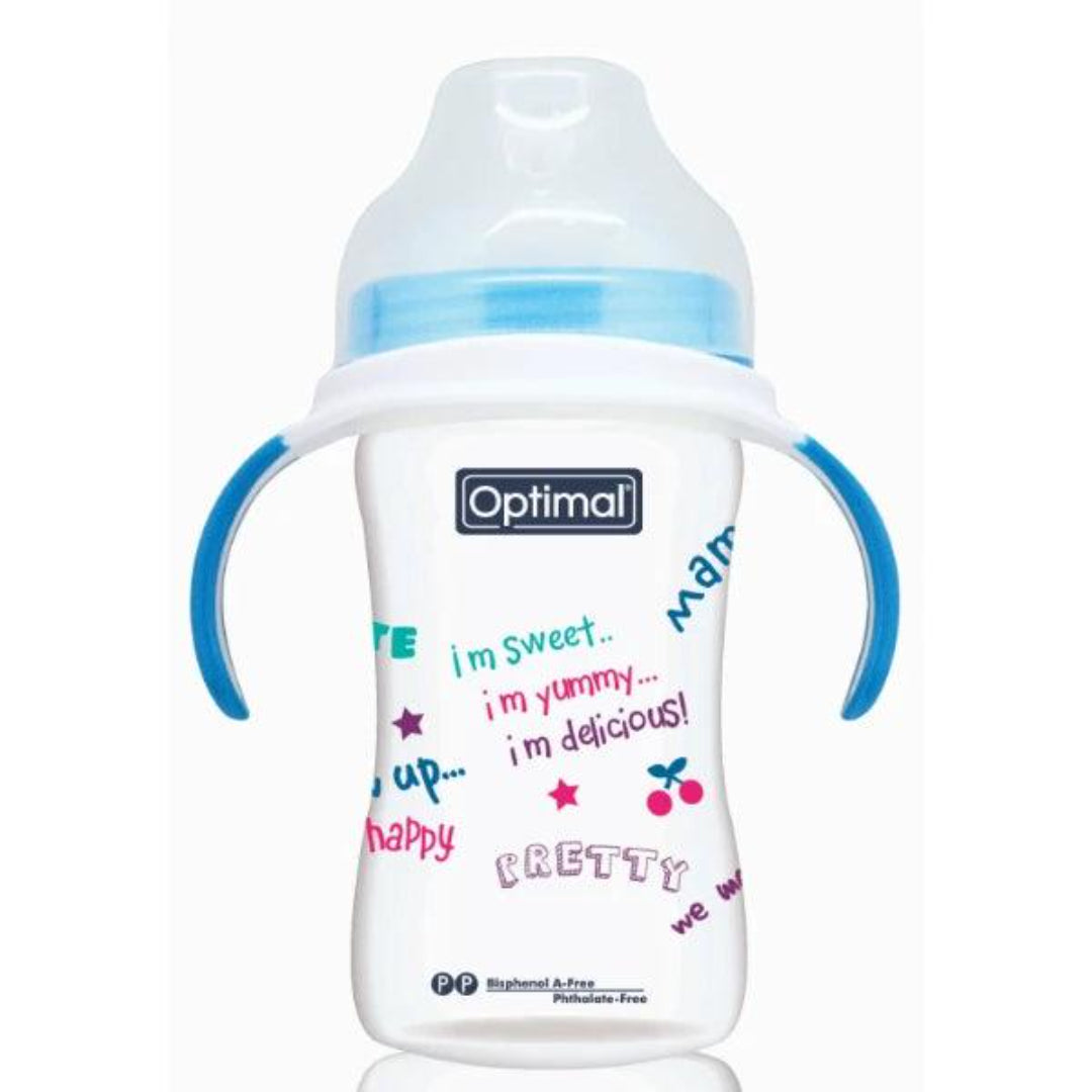 Optimal Extra Wide Neck Feeding Bottle With Handle 240ml For 6-18 Months